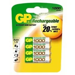 Pack of 4 rechargeable batteries AAA 1000mAh