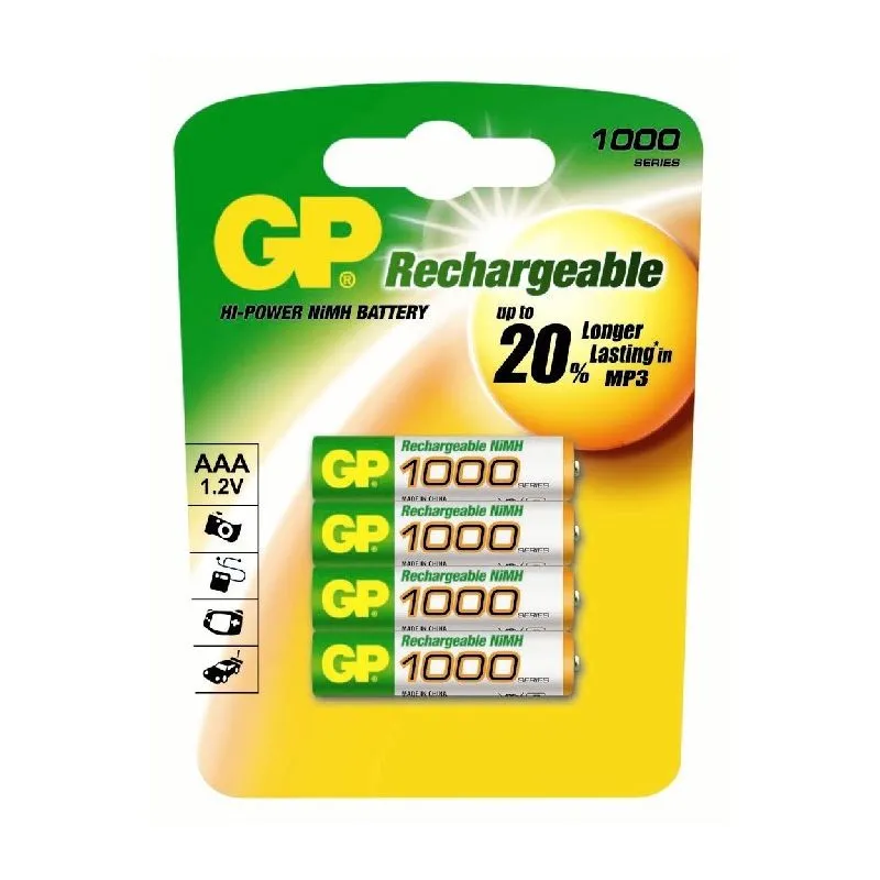 Pack of 4 rechargeable batteries AAA 1000mAh