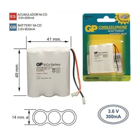 Battery Phone cordless T110 3.6 V 600mAh