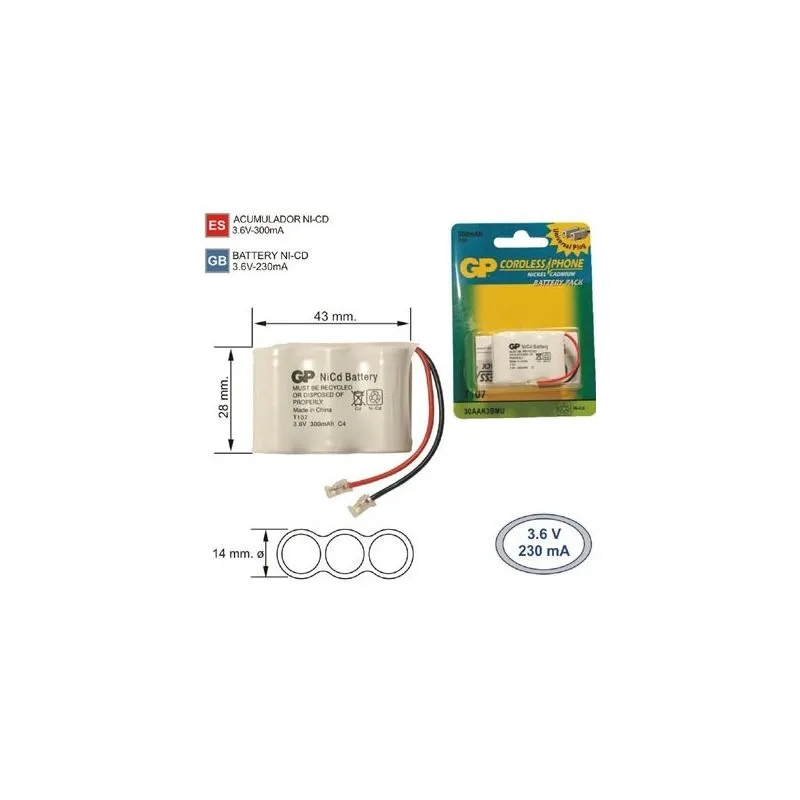 Battery Phone inalámbrico T107 3.6 V 300mAh