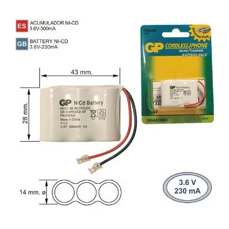 Battery Phone inalámbrico T107 3.6 V 300mAh