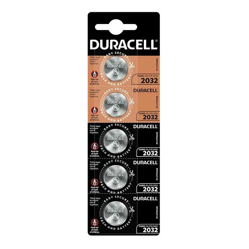 Duracell 2032 Lithium Button Cell Batteries (5 Units)