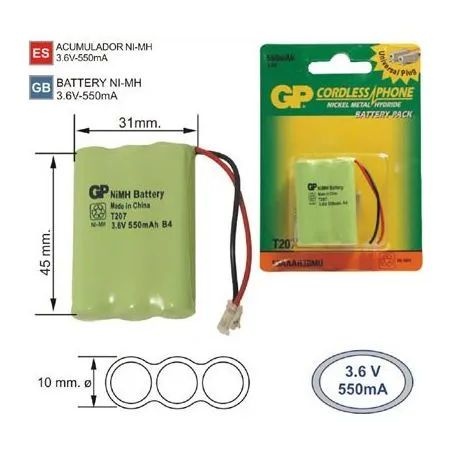 Battery cordless Phone T207 3.6 V 550mAh