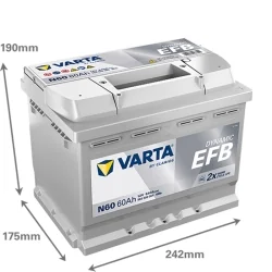 Battery Varta N60 Start Stop EFB 60Ah