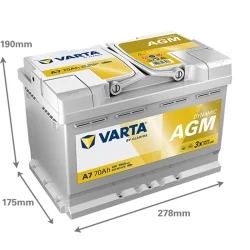Battery Varta A7 Start Stop AGM 70Ah
